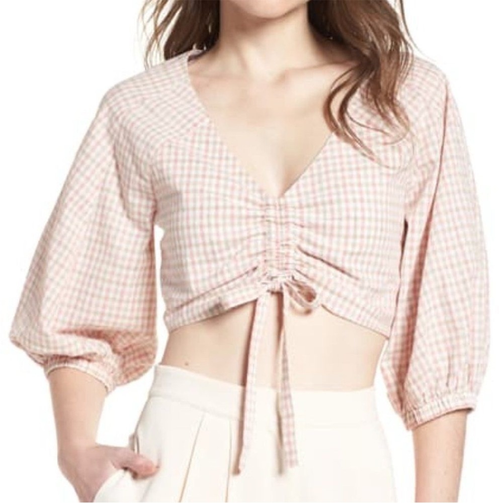 Chriselle Joa pink blouse